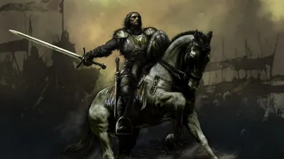 Moody Powerful Wallpaper Animals Wallpaper 4K 1920x1080 A, Powerful, Knight, In, Armor, Rides, Majestic, Horse, Brandishing, Sword, Against, Dramatic, Gray, Brown, Ultrawide, Full HD