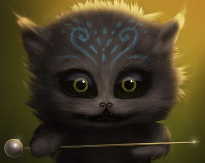 Whimsical Fantasy Cat Animals Wallpaper 4K 1920x1525 A, Whimsical, Fantasy, Cat, With, Large, Expressive, Eyes, Intricate, Blue, Markings, Set, Purple, Orange, Brown, Square, Full HD