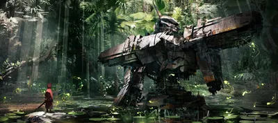 Anime Giant Robot Animals Wallpaper 4K 3000x1337 Hd, Desktop, Wallpaper, Featuring, An, Anime-style, Scene, With, Giant, Robot, Standing, Lush, Brown, Gray, Ultrawide, QHD