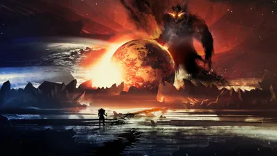 Vivid Dark Wallpaper Space Wallpaper 4K 2560x1440 Hd, Pc, Desktop, Wallpaper, Featuring, A, Dark, Fiery, Monster, Looming, Over, Glowing, White, Ultrawide, QHD