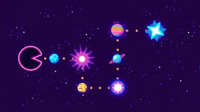Minimalist Pac Man Inspired Character Space Wallpaper 4K 3840x2160 Minimalist, 4k, Ultra, Hd, Pc, Wallpaper, Featuring, A, Pac-man-inspired, Character, Navigating, Colorful, White, Black, Pink, Ultrawide
