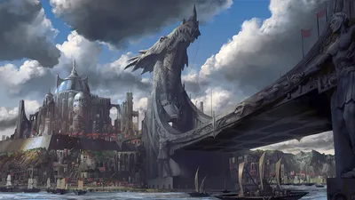Dark Depicting Wallpaper Fantasy Wallpaper 4K 1920x1080 Hd, Pc, Desktop, Wallpaper, Depicting, A, Sprawling, Fantasy, City, Towering, Spires, Massive, Gray, Ultrawide, Full HD