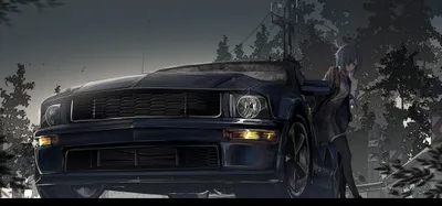 Anime Sleek Dark Car Black/Dark Wallpaper 4K 2314x1080 Hd, Anime, Desktop, Wallpaper:, Featuring, A, Sleek, Dark, Car, Blue-haired, Character, Leaning, Gray, Ultrawide, Full HD