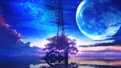 Moonlit Reflections Anime 1920x1080 Moon Space Wallpaper 4K 1920x1080