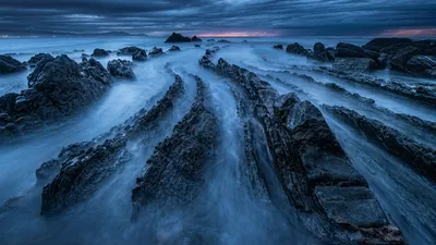 Serene Dramatic Wallpaper Nature Wallpaper 4K 1920x1080 Hd, Pc, Desktop, Wallpaper, Featuring, Dramatic, Ocean, Waves, Flowing, Through, Jagged, Rocky, Brown, Ultrawide, Full HD
