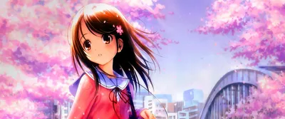 Cherry Blossom Anime Cave Pink Nature Wallpaper 4K 3440x1440