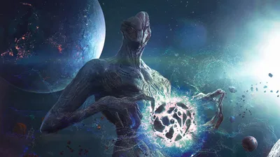 Sci Creature Standing Space Backdrop Wallpaper 4K, Space category