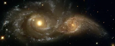 Mesmerizing Space Collision Space Wallpaper 4K 2560x1024 Hd, Desktop, Wallpaper, Featuring, A, Mesmerizing, Space, Collision, Between, Two, Galaxies, Illuminated, Brown, Ultrawide, QHD