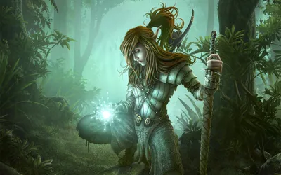 Fierce Female Elf Fantasy Wallpaper 4K 1920x1200 A, Fierce, Female, Elf, Warrior, With, Ponytail, Pointed, Ears, Stands, Lush, Mystical, Gray, Ultrawide, Full HD