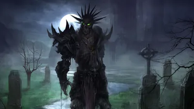 Dark Warrior Clad Black/Dark Wallpaper 4K 1920x1080 A, Dark, Warrior, Clad, In, Spiked, Armor, Stands, Misty, Graveyard, Under, Full, White, Gray, Brown, Ultrawide, Full HD