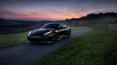 Dark Sleek Wallpaper Cars Wallpaper 4K 1920x1080 A, Sleek, Black, Nissan, Gt-r, Sports, Car, Parked, Countryside, Road, Sunset, Captured, Gray, Ultrawide, Full HD