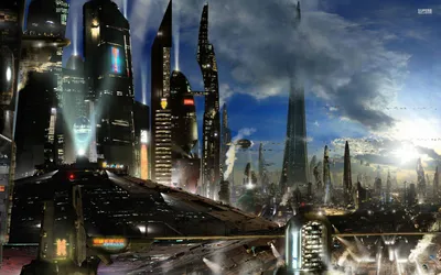 Futuristic Sci Cityscape World Wallpaper 4K 1920x1200 Futuristic, Sci-fi, Cityscape, With, Towering, Skyscrapers, And, Advanced, Architecture, Under, Dynamic, Sky, Gray, Brown, Ultrawide, Full HD