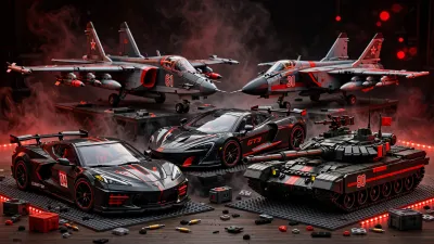 Lego Mig Jets Cars Wallpaper 4K 2048x1152 Hd, Pc, Desktop, Wallpaper:, Of, Lego, Mig-31, And, Su-25, Jets, Corvette, Cars, Gray, Ultrawide, Full HD