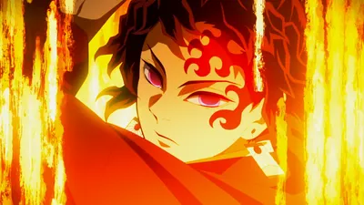 Anime Character Demon Slayer Kimetsu Abstract Wallpaper 4K 1920x1080 Anime, Character, From, Demon, Slayer, Kimetsu, No, Yaiba, Framed, Vibrant, Flames, Red, Ultrawide, Full HD