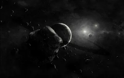 Golden Black Wallpaper Space Wallpaper 4K 1680x1050 A, Stunning, Black-and-white, Hd, Wallpaper, Featuring, Distant, Planet, Rings, Surrounded, Asteroids, Stars, Gray, Ultrawide