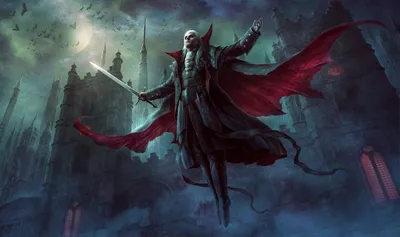 Depicting White Haired Vampire Holding Fantasy Wallpaper 4K 1920x1136 Hd, Wallpaper, Depicting, A, White-haired, Vampire, Holding, Glowing, Sword, Floating, Dark, Gothic, Gray, Ultrawide, Full HD