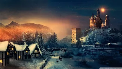 Winter Fantasy Cave Christmas Fantasy Wallpaper 4K 1920x1080