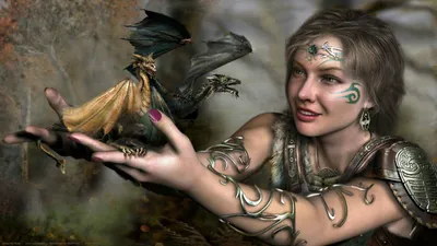 Fantasy Woman Holding Fantasy Wallpaper 4K 1920x1080 Hd, Desktop, Wallpaper:, Featuring, A, Fantasy, Scene, With, Woman, Holding, Small, Dragon, Gray, Ultrawide, Full HD