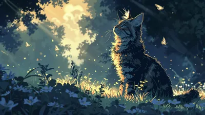 Pixel Art Serene Cat Animals Wallpaper 4K 2912x1632 Pixel, Art, Of, A, Serene, Scene, Featuring, Cat, Observing, Butterflies, Amidst, Sunlit, Pink, Gray, Ultrawide, QHD