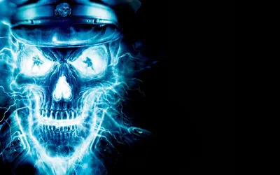 Dark Skull Surrounded Electric Wallpaper 4K, Black/Dark category