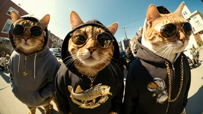 Sleek Three Wallpaper Animals Wallpaper 4K 3840x2160 Hd, Wallpaper:, Of, Three, Cats, Dressed, As, Gangsters, Sunglasses, Gold, Chains, Funny, Gray, White, Ultrawide, 4k