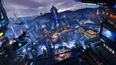 Serene Futuristic Wallpaper World Wallpaper 4K 1920x1080 Futuristic, Sci-fi, Cityscape, Glowing, With, Neon, Lights, Under, Twilight, Sky, Featuring, Towering, Brown, Gray, Ultrawide, Full HD
