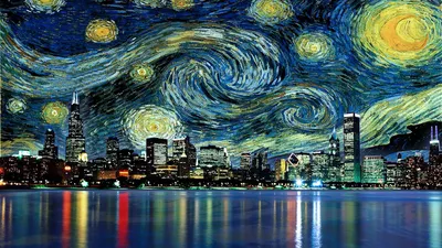 Starry Night Chicago Van Space Wallpaper 4K 1920x1080