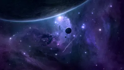 Serene Vivid Wallpaper Space Wallpaper 4K 3840x2160 A, Vivid, Sci-fi, Scene, Of, Distant, Planet, Moons, Set, Against, Glowing, Purple, Brown, Ultrawide, 4k