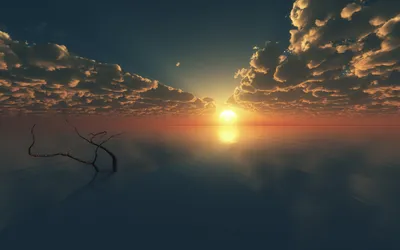 Serene Ocean Sunset Wallpaper 4K, Nature category