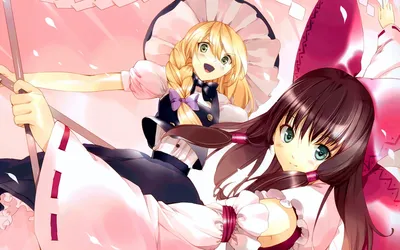Marisa Kirisame Reimu Hakurei Anime Abstract Wallpaper 4K 1920x1200 Marisa, Kirisame, Reimu, Hakurei, Anime, Touhou, Hd, Desktop, White, Ultrawide, Full HD