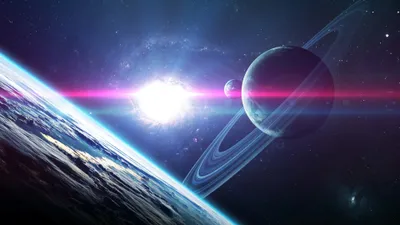 Vibrant Space Glowing Star Ringed Wallpaper 4K, Space category