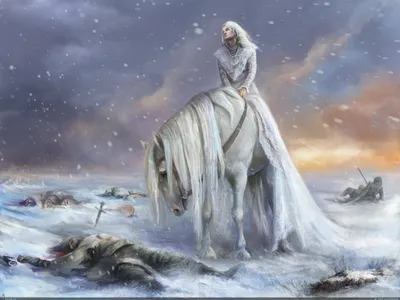 Epic Fantasy Wallpaper Animals Wallpaper 4K 2000x1502 A, Fantasy, Battle, Scene, In, Hd, Depicting, Woman, White, Horse, Standing, Amid, Gray, Landscape, Full HD