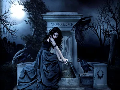 Bright Dark Wallpaper Black/Dark Wallpaper 4K 1600x1200 Hd, Desktop, Wallpaper, Featuring, A, Dark, Gothic, Scene, Raven, Woman, Graveyard, Night, White, Brown, Landscape