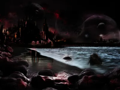 Dramatic Dark City Skyline Wallpaper 4K, Space category