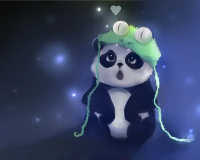 Animated Panda Wearing Playful Abstract Wallpaper 4K 1366x1093 Hd, Desktop, Wallpaper, Featuring, An, Animated, Panda, Wearing, Playful, Green, Hat, Frog, Brown, Square