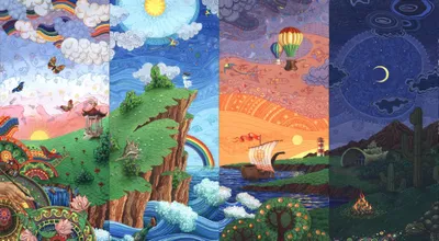Vibrant Artistic Painting Fantasy Wallpaper 4K 2048x1126 A, Vibrant, Artistic, Painting, In, Hd, Depicting, Surreal, Landscape, Different, Elements, Across, Purple, Orange, Ultrawide, Full HD