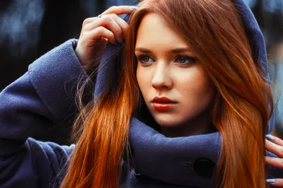 Definition Woman Model Abstract Wallpaper 4K 2048x1365 A, High-definition, Desktop, Wallpaper:, Featuring, Woman, Model, Long, Red, Hair, Dressed, Blue, Gray, Orange, Ultrawide, Full HD